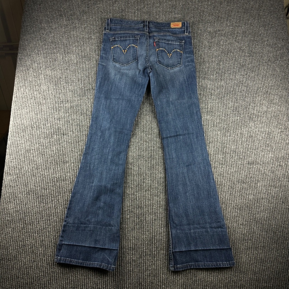 Levis Genuinely Crafted Flare Jeans Medium Wash Floral Embroidered Pockets 7M